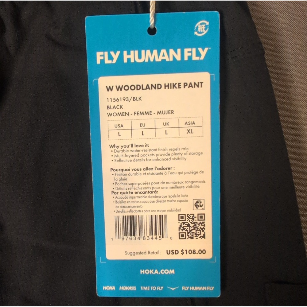 Hoka Woodland Hike Pants Womens Black Large NWT 1156193/BLK - Picture 3 of 6